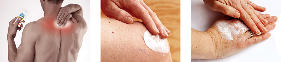 Anwendung von Ultra CelaFlex CBD Creme auf den Rücken, auf die Schulter und auf die Hände